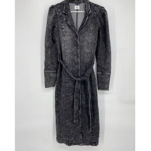 Wash Lab Denim Shirt Dress‎ Belted Black/Gray Size Small